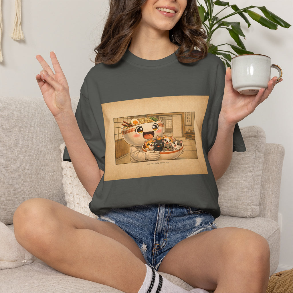Lucky Cat Sushi Dinner T-Shirt — Cute Maneki Neko Ramen Illustration