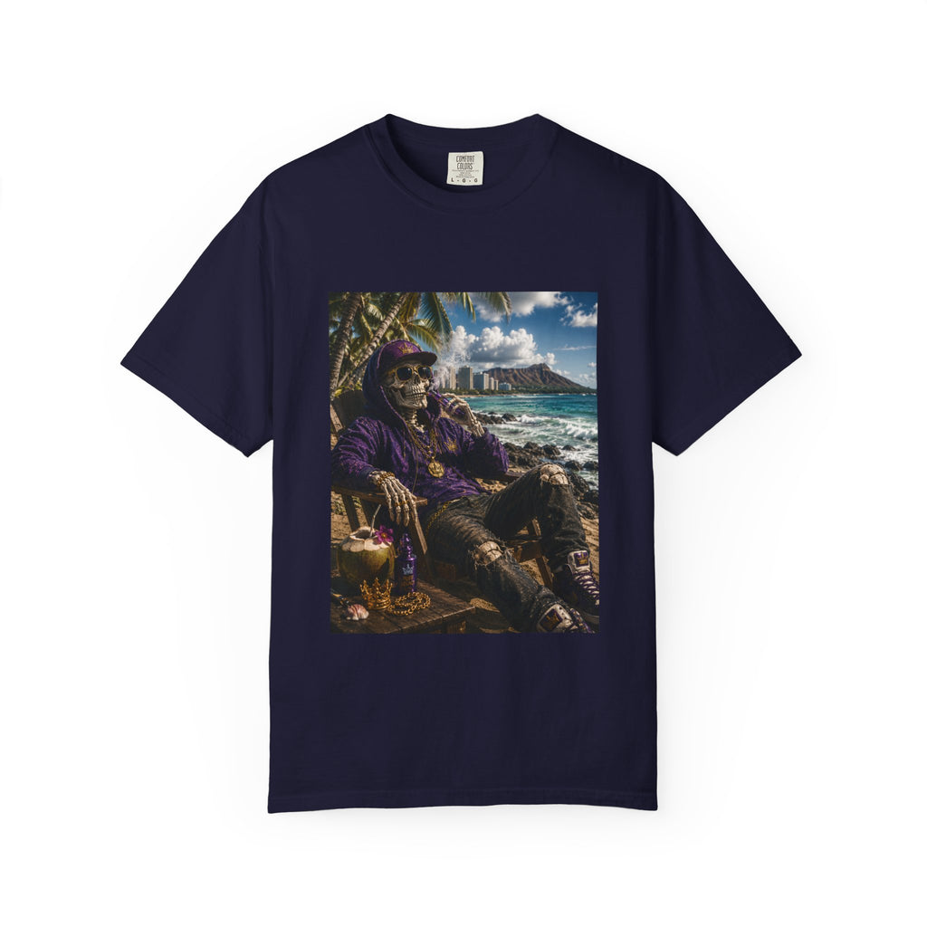 T-Shirt — 'Island Skeleton Relaxing' Vintage Beach Graphic Tee