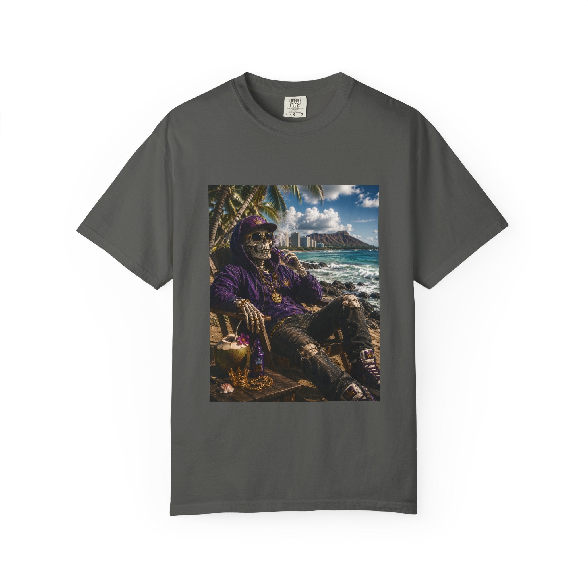 T-Shirt — 'Island Skeleton Relaxing' Vintage Beach Graphic Tee
