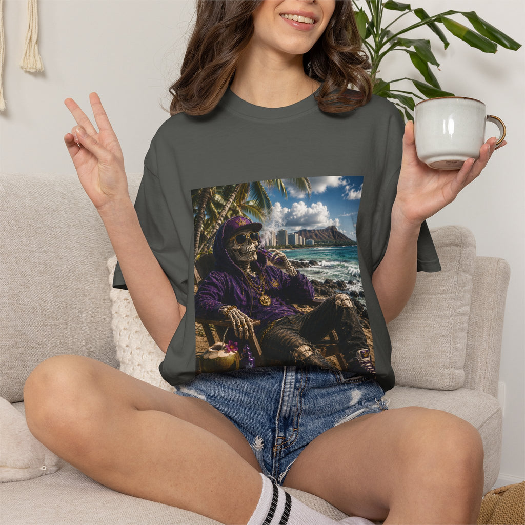 T-Shirt — 'Island Skeleton Relaxing' Vintage Beach Graphic Tee