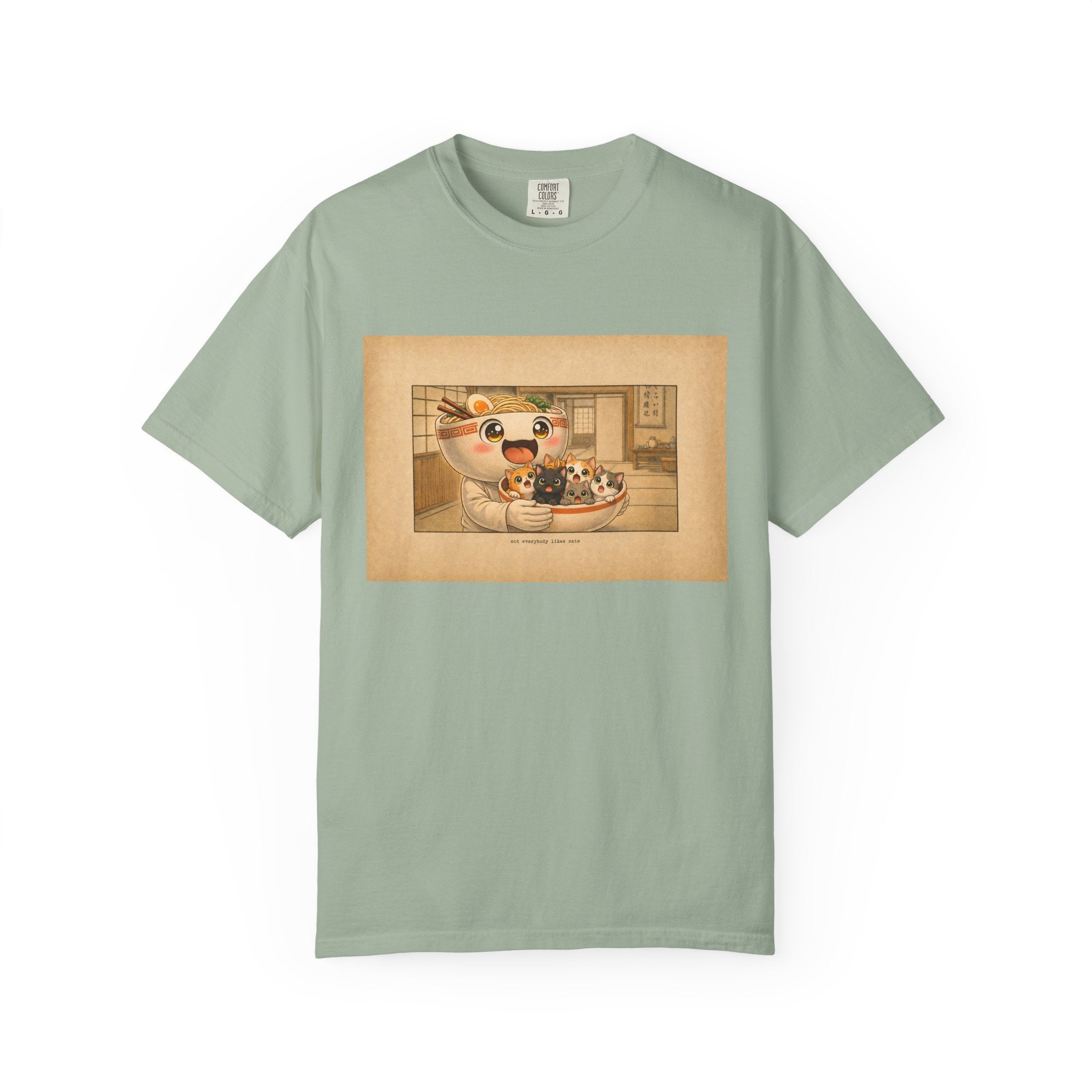 Lucky Cat Sushi Dinner T-Shirt — Cute Maneki Neko Ramen Illustration