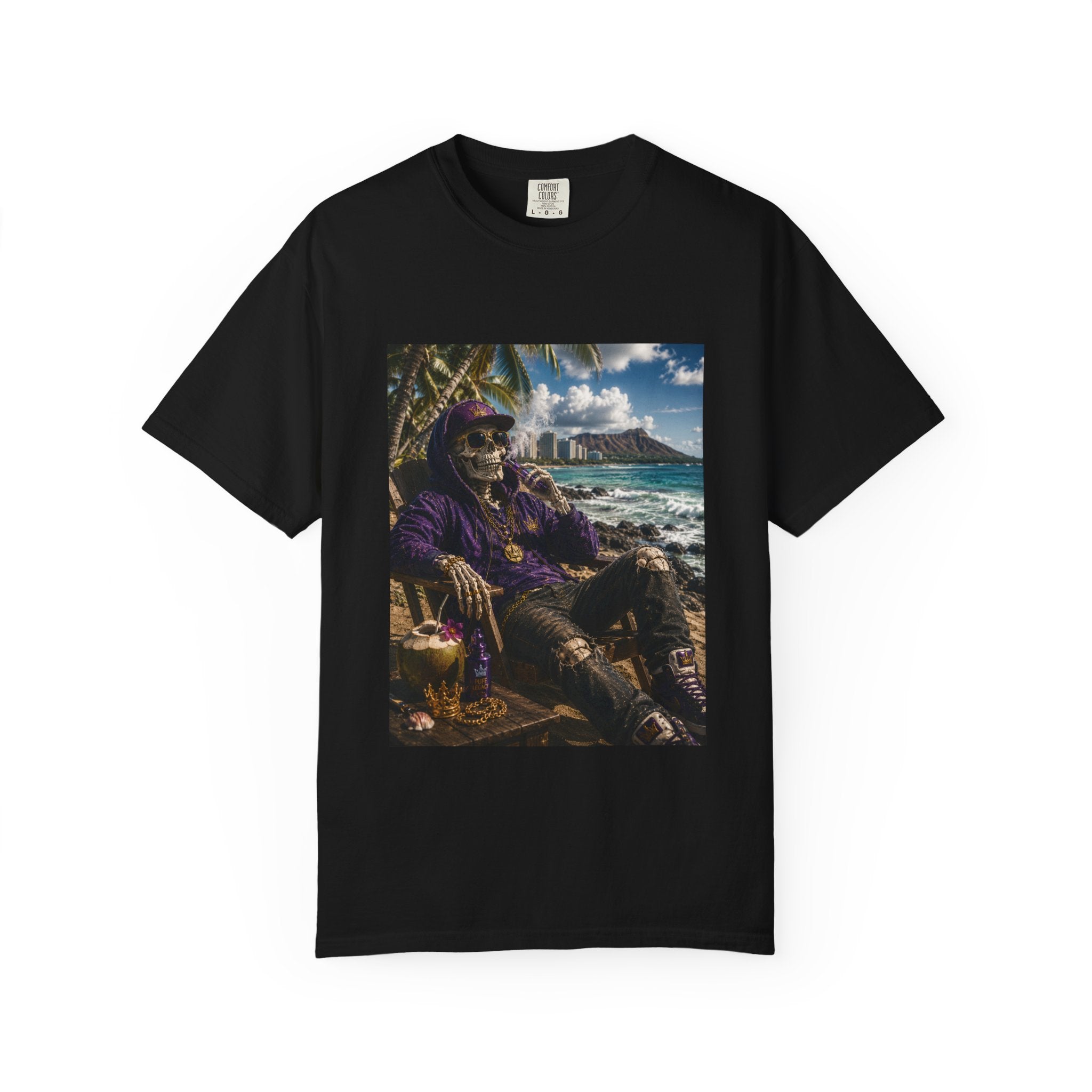 T-Shirt — 'Island Skeleton Relaxing' Vintage Beach Graphic Tee
