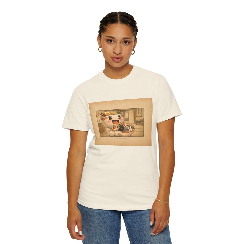 Lucky Cat Sushi Dinner T-Shirt — Cute Maneki Neko Ramen Illustration