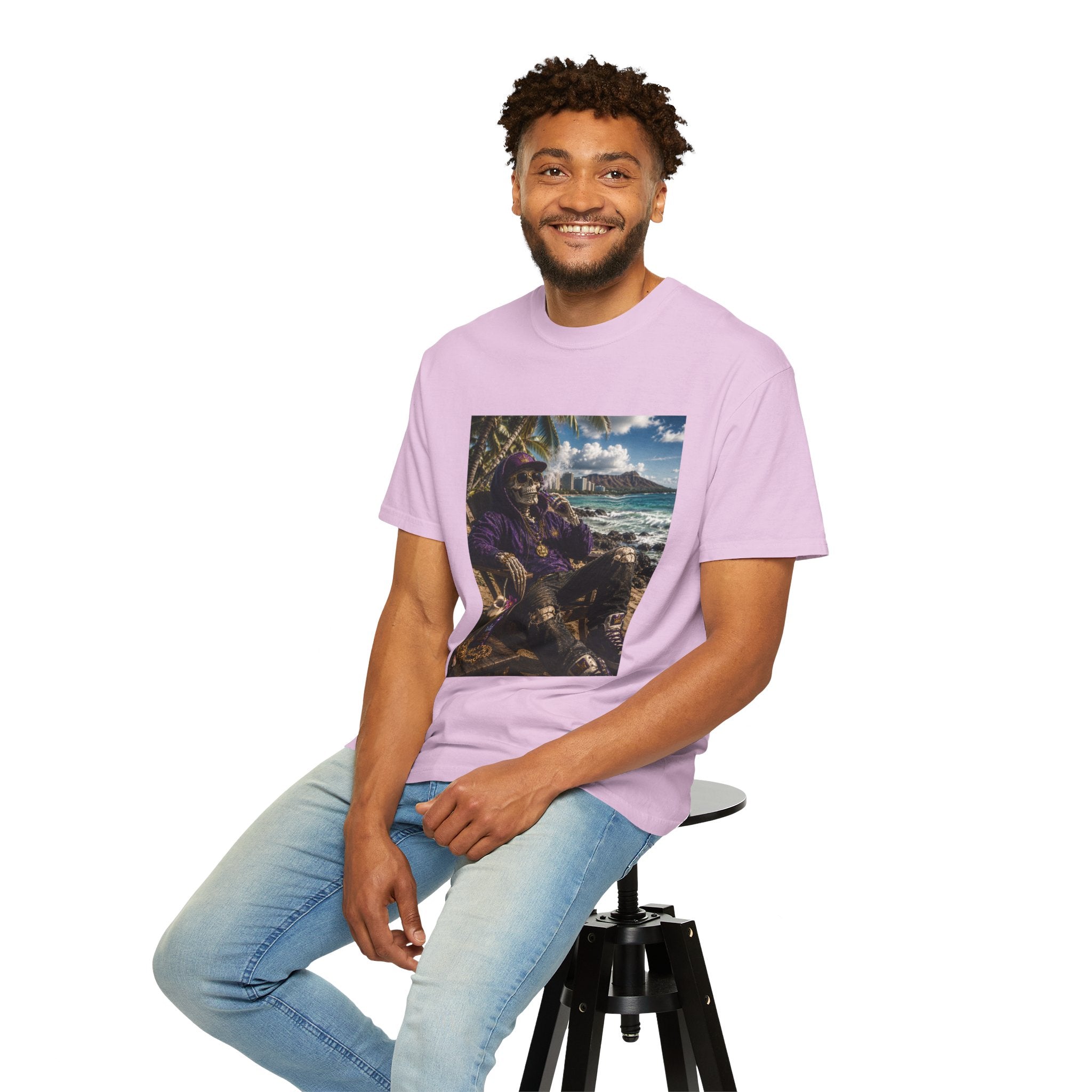 T-Shirt — 'Island Skeleton Relaxing' Vintage Beach Graphic Tee