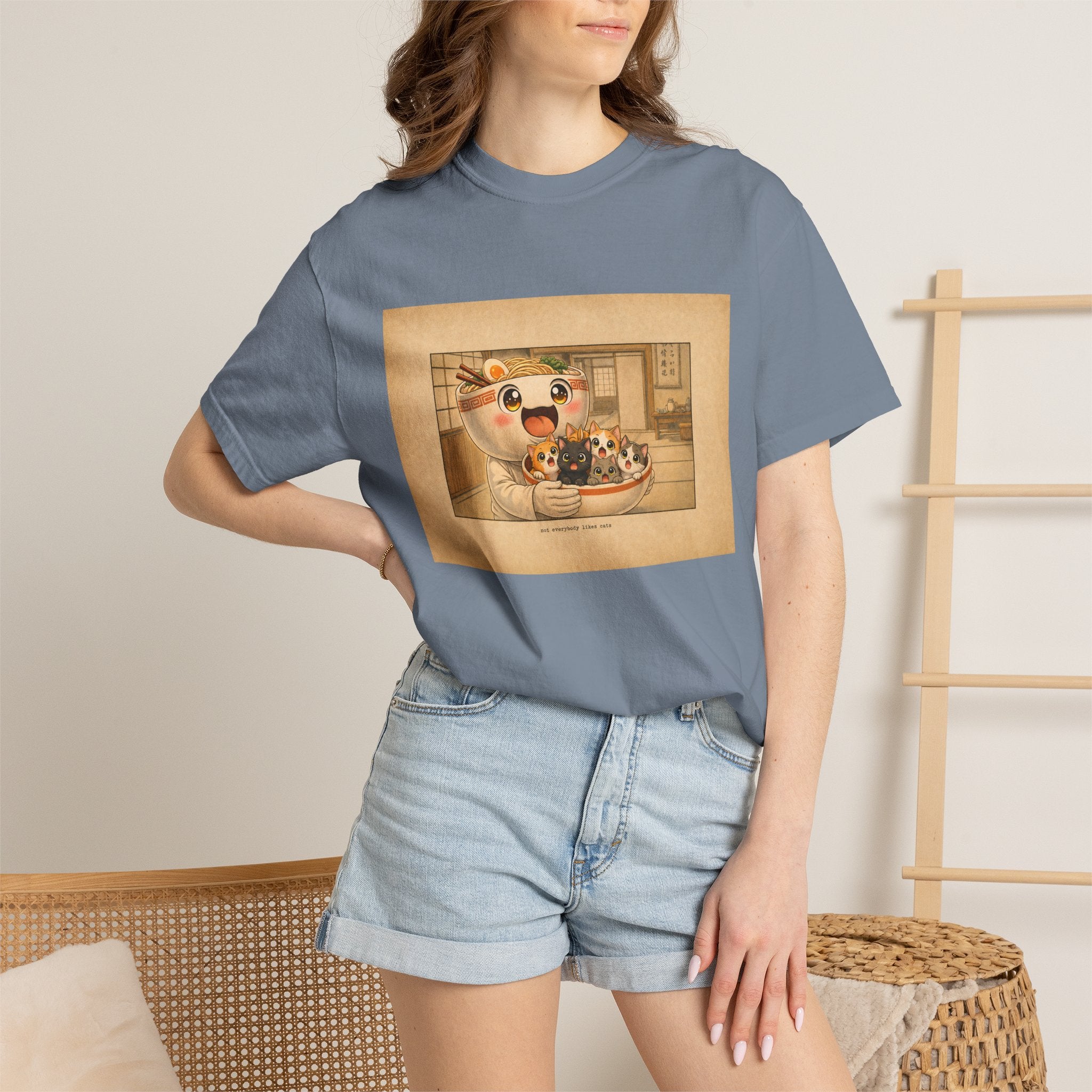 Lucky Cat Sushi Dinner T-Shirt — Cute Maneki Neko Ramen Illustration