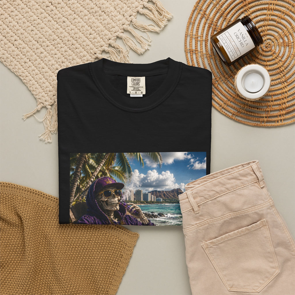 T-Shirt — 'Island Skeleton Relaxing' Vintage Beach Graphic Tee