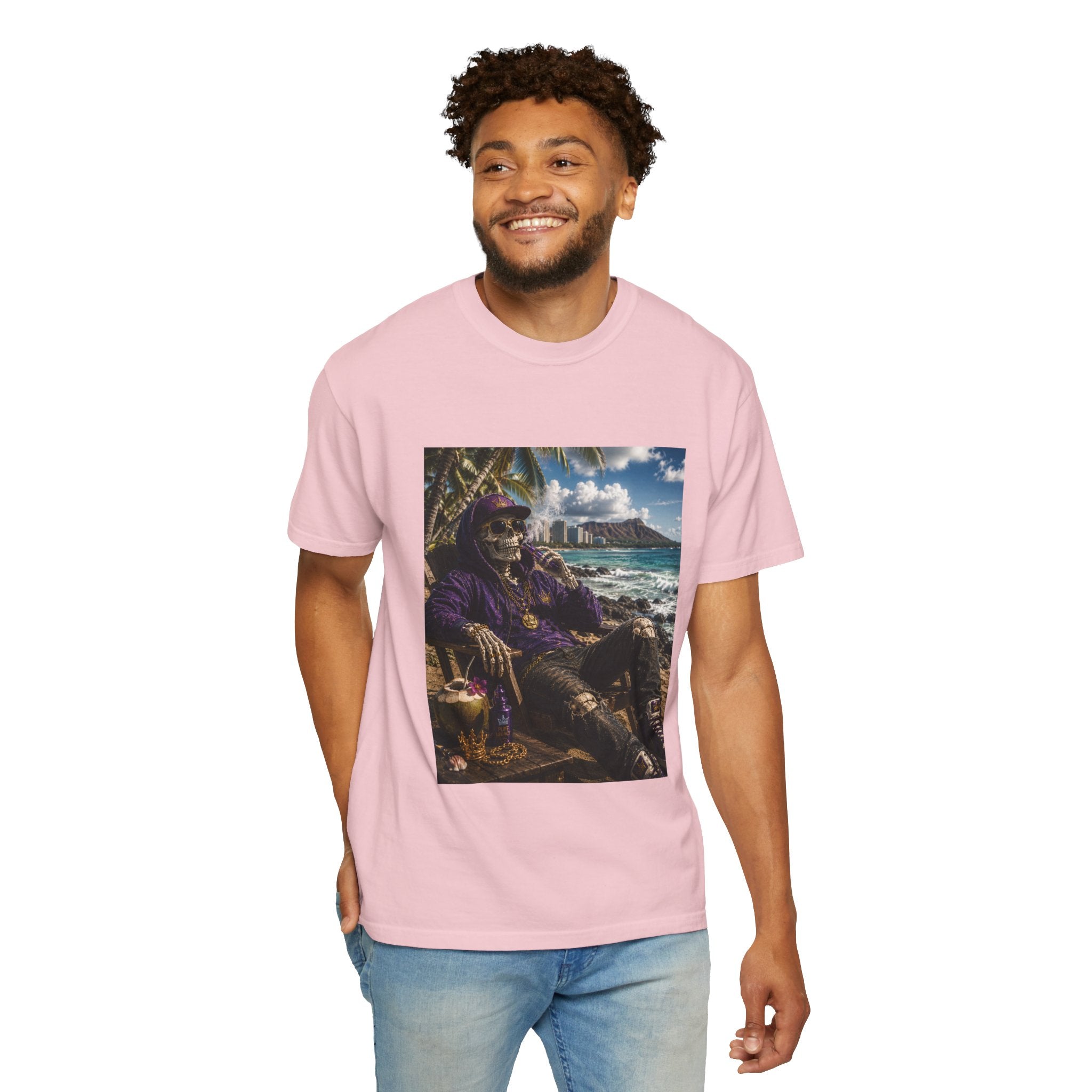 T-Shirt — 'Island Skeleton Relaxing' Vintage Beach Graphic Tee