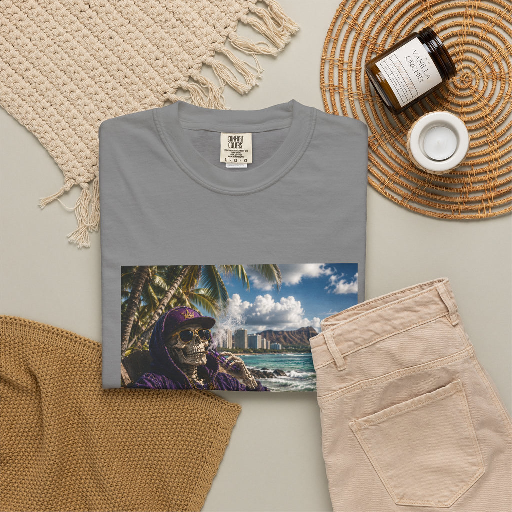 T-Shirt — 'Island Skeleton Relaxing' Vintage Beach Graphic Tee