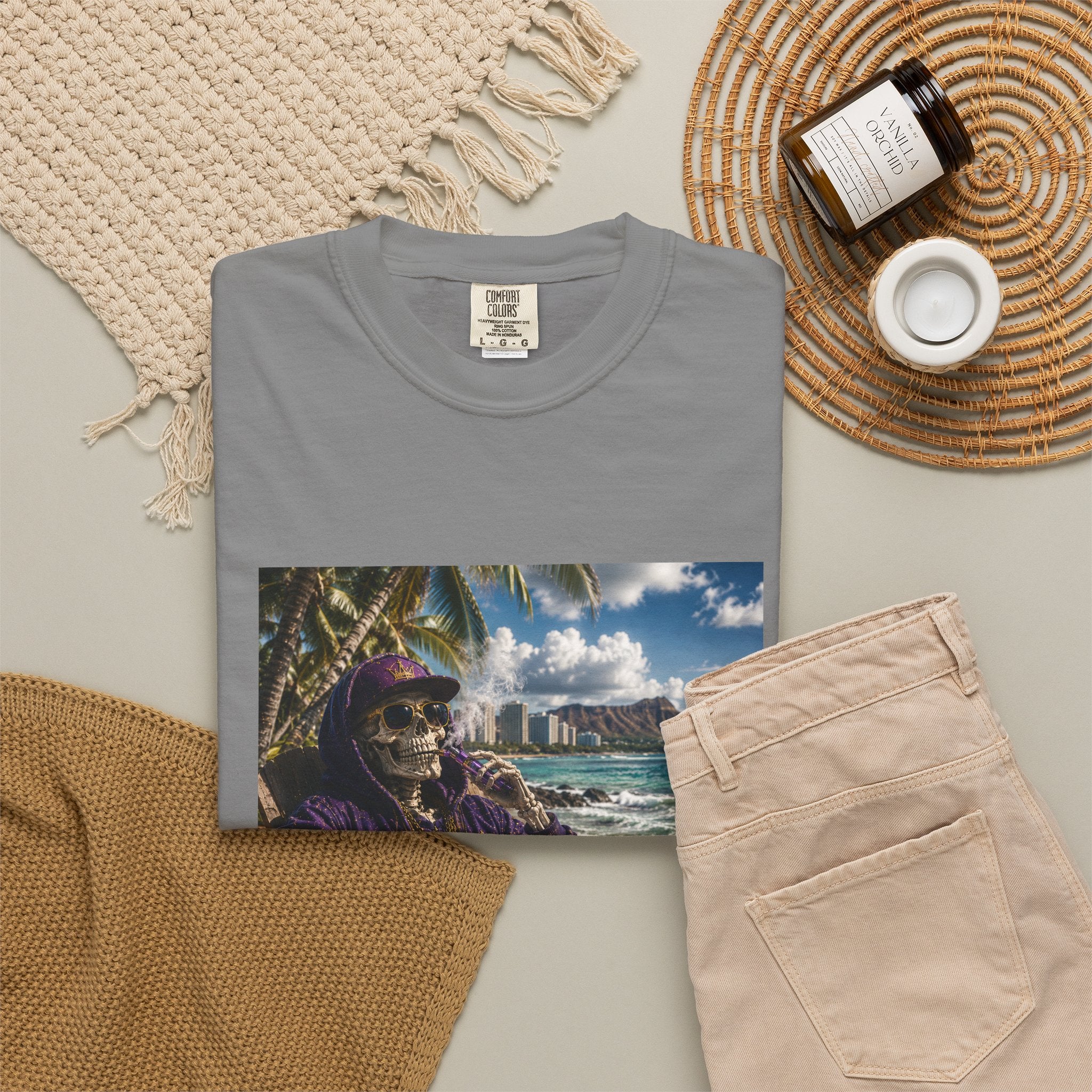 T-Shirt — 'Island Skeleton Relaxing' Vintage Beach Graphic Tee