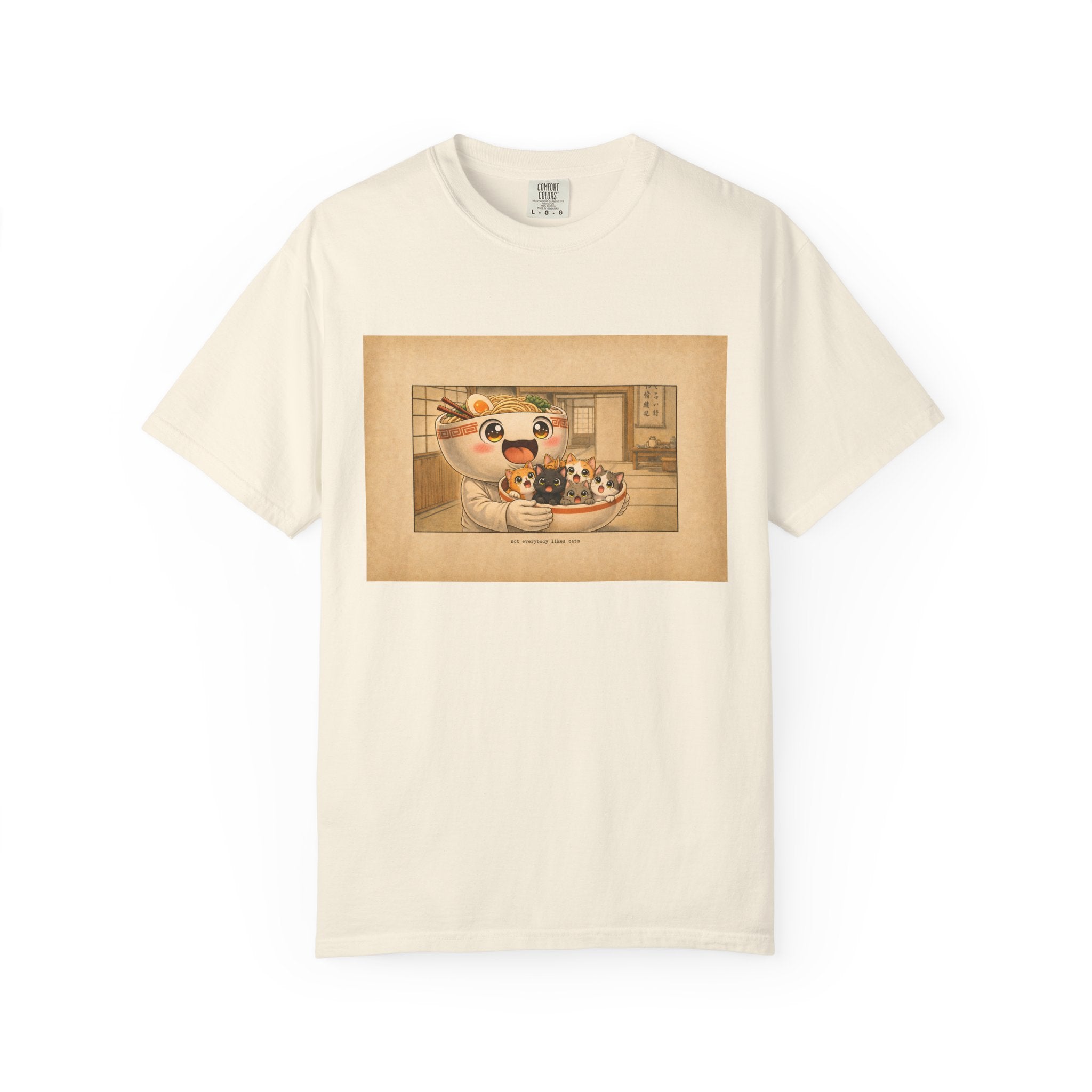 Lucky Cat Sushi Dinner T-Shirt — Cute Maneki Neko Ramen Illustration