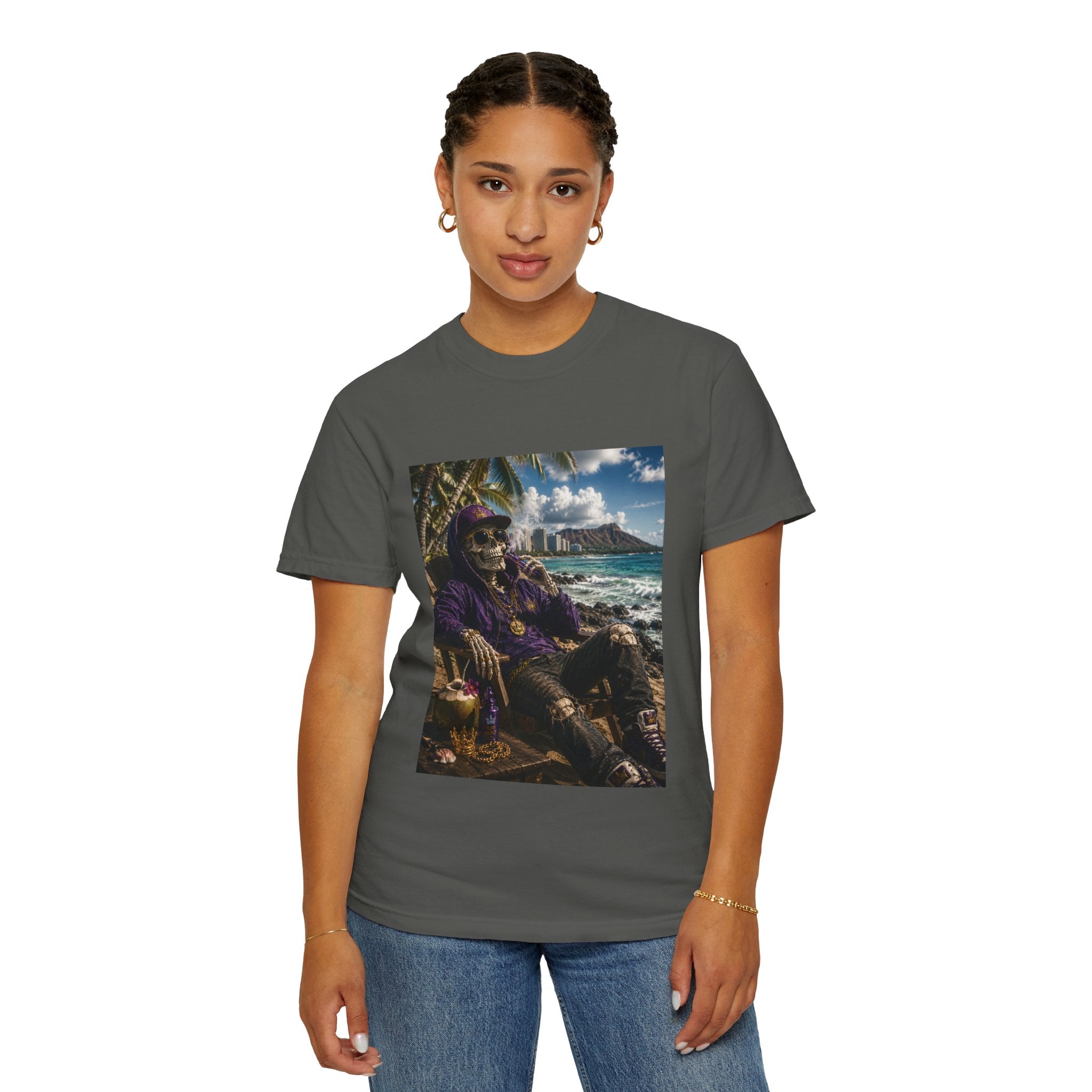 T-Shirt — 'Island Skeleton Relaxing' Vintage Beach Graphic Tee