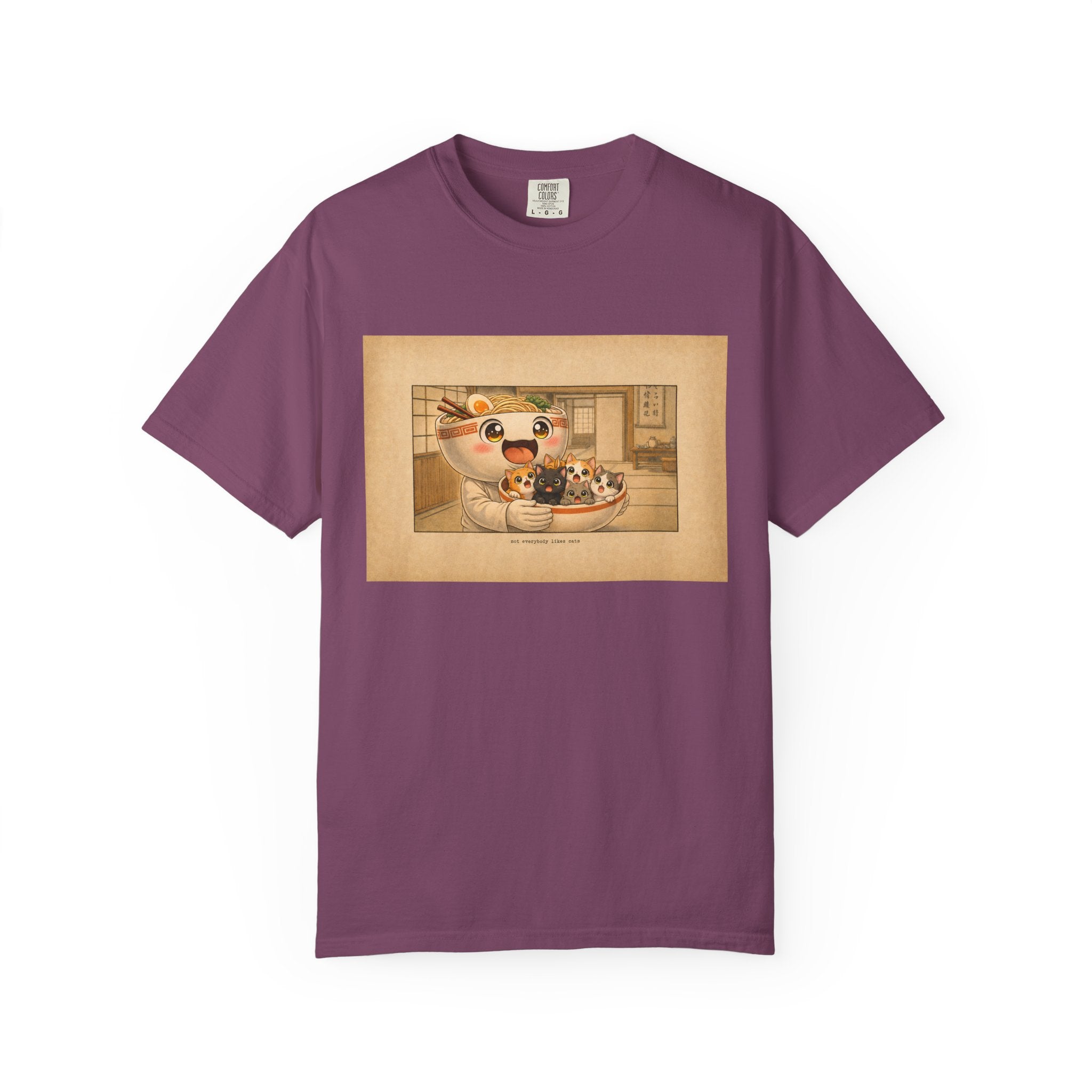 Lucky Cat Sushi Dinner T-Shirt — Cute Maneki Neko Ramen Illustration