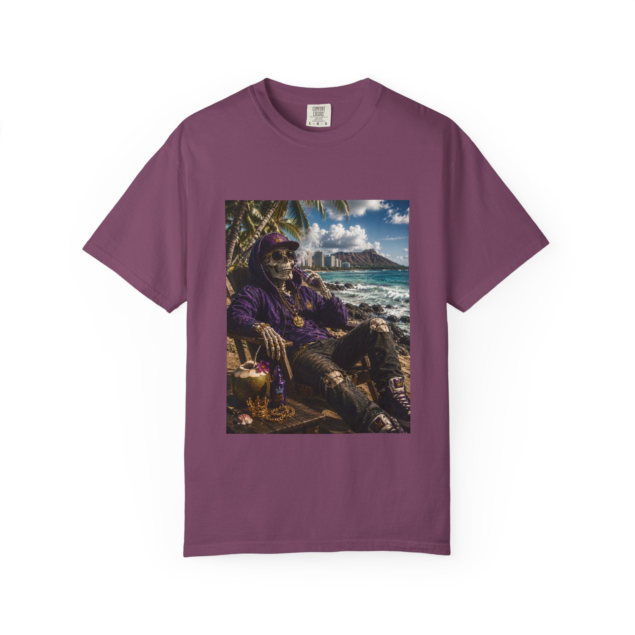 T-Shirt — 'Island Skeleton Relaxing' Vintage Beach Graphic Tee