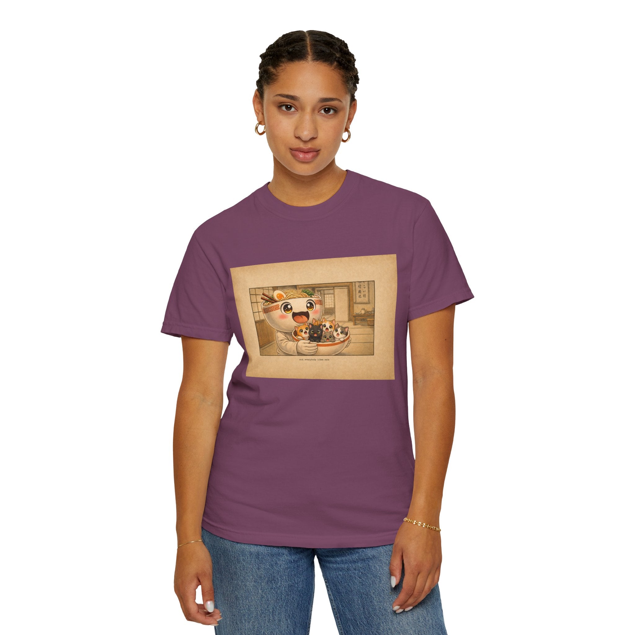 Lucky Cat Sushi Dinner T-Shirt — Cute Maneki Neko Ramen Illustration