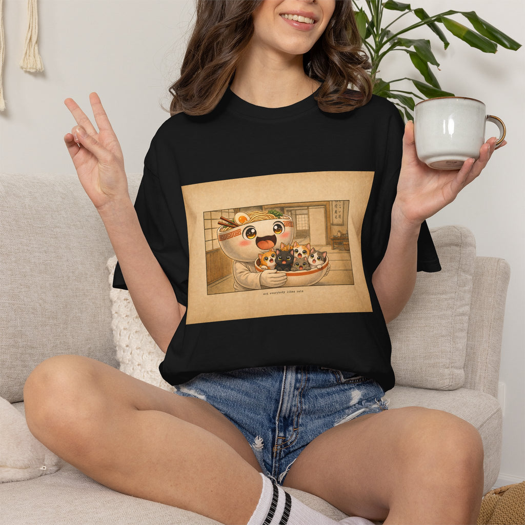 Lucky Cat Sushi Dinner T-Shirt — Cute Maneki Neko Ramen Illustration