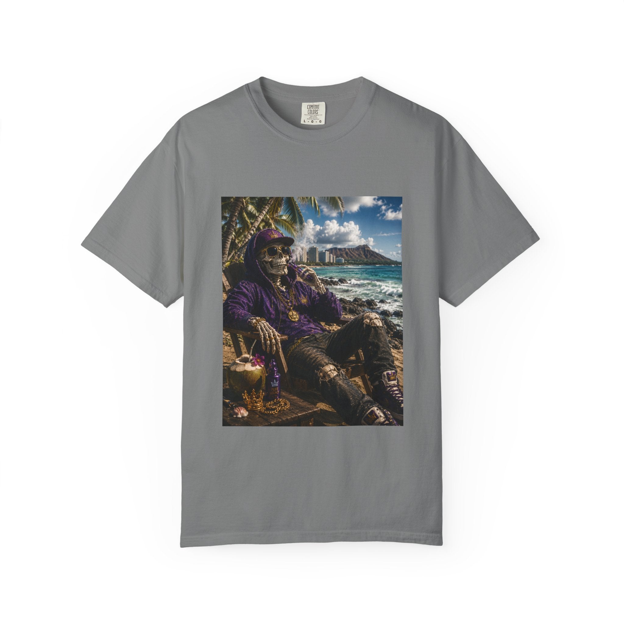 T-Shirt — 'Island Skeleton Relaxing' Vintage Beach Graphic Tee