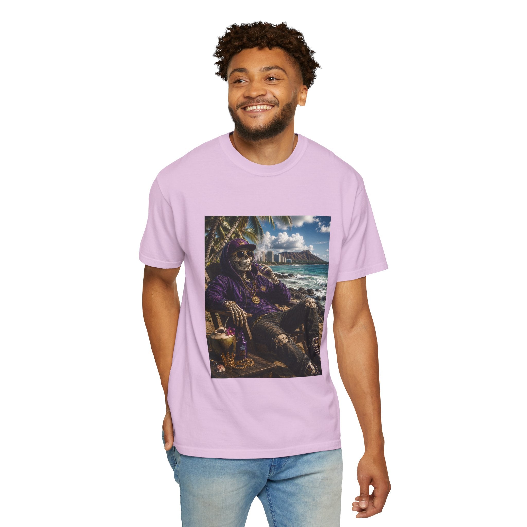 T-Shirt — 'Island Skeleton Relaxing' Vintage Beach Graphic Tee