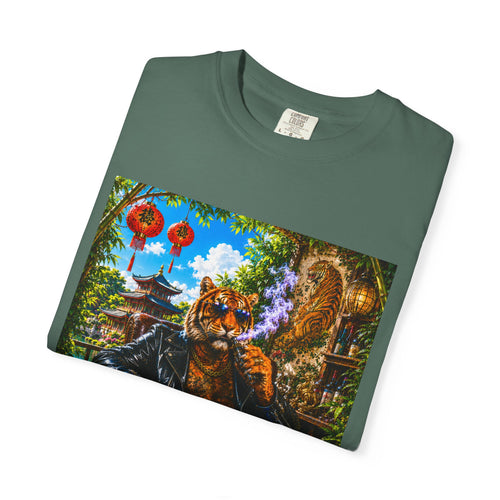 Tiger Lounge Graphic T-Shirt — Relaxed Retro Tiger Smoking Design